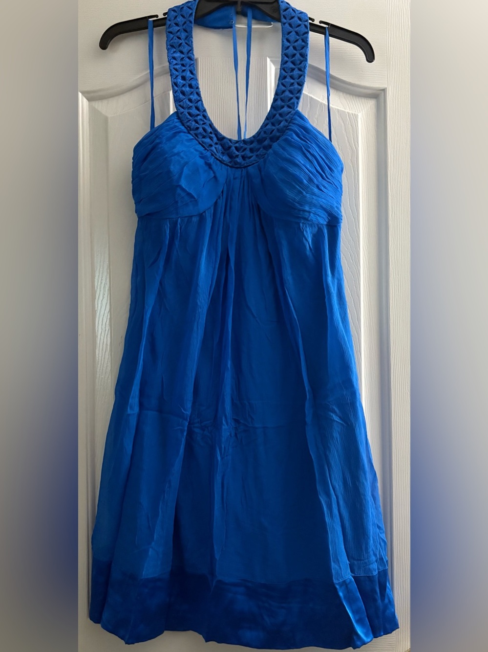 Jones New York Cobalt Blue Strapless Braided Halter Dress
